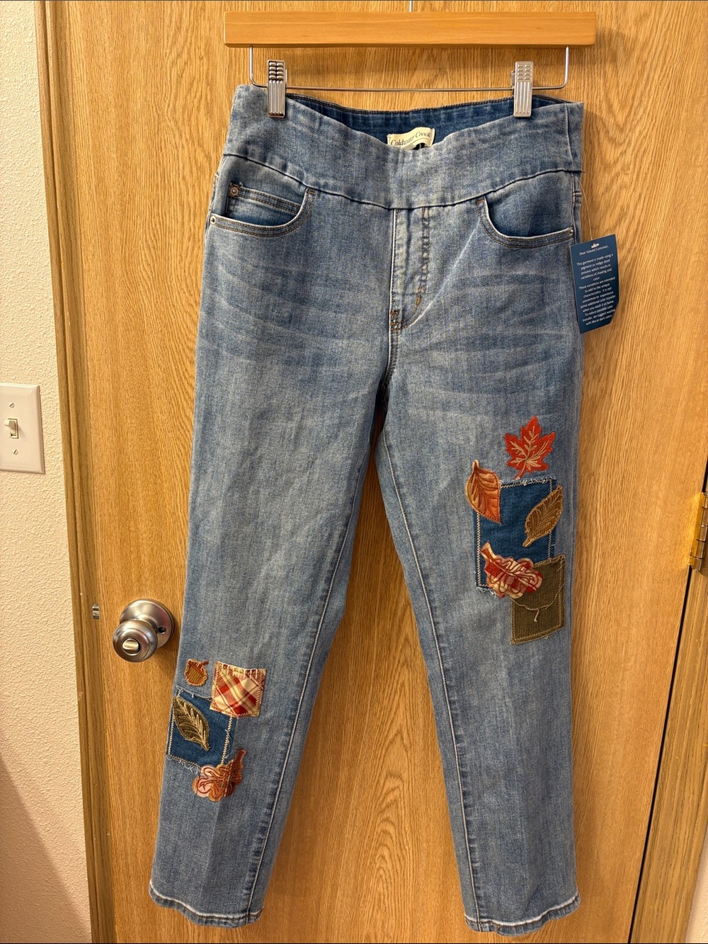 Coldwater Creek Women’s Light Blue Embroidered Patchwork Jeans